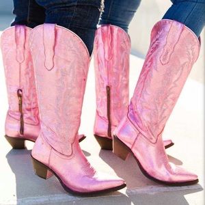 Pink Western Boots NWT Wide Calf Size 10 Cowgirl